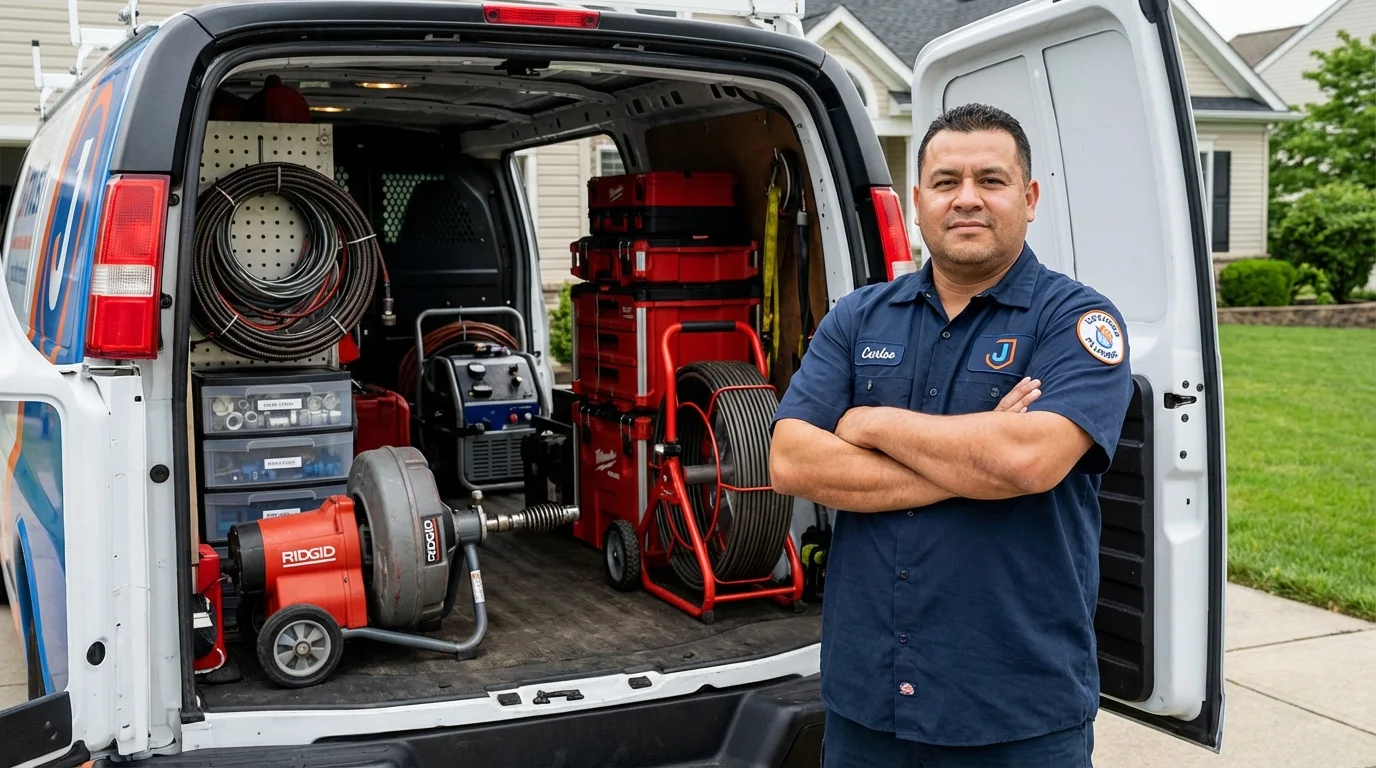 Professional drain cleaning equipment and Johns Plumbing LLC plumber in Navasota