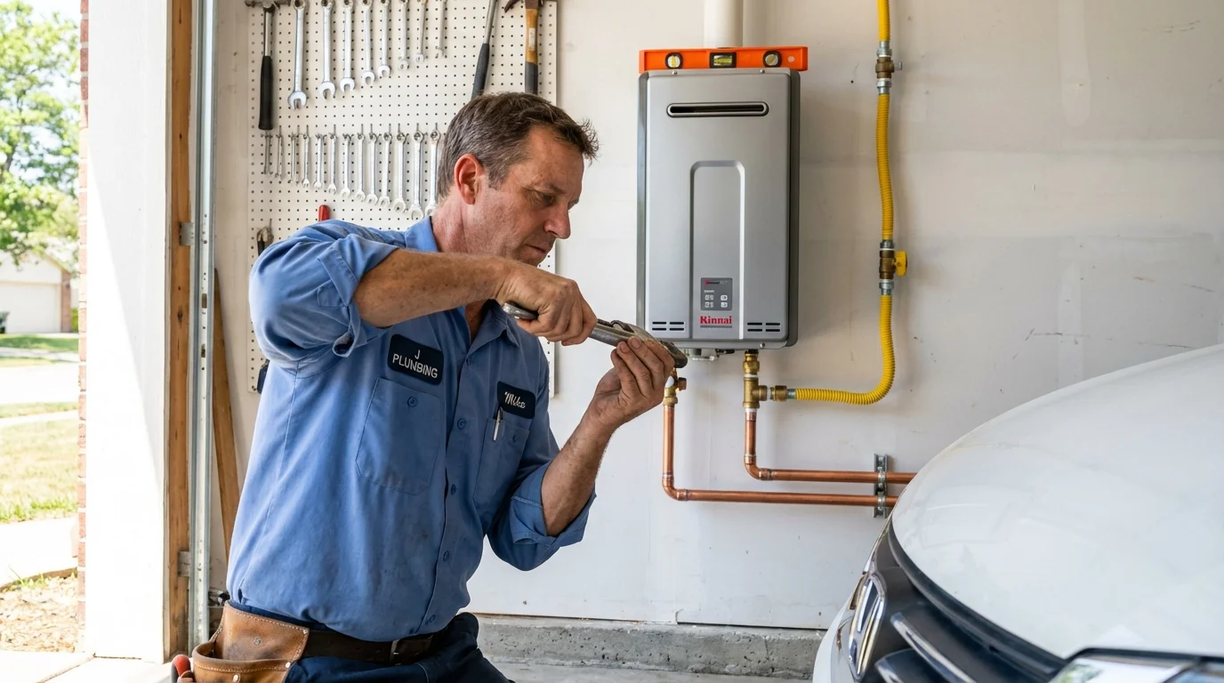 Tankless water heater installation by a Johns Plumbing LLC plumber in Navasota